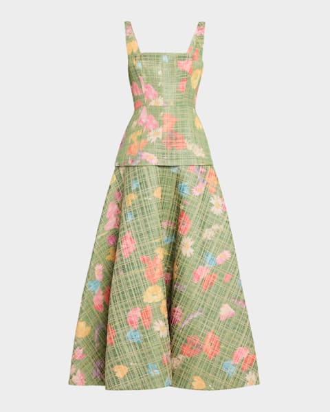 Lela Rose Fluid Crepe Pin Draped Midi Dress | Neiman Marcus