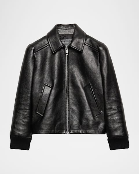 Giorgio Armani Beaded Woven Snake-Embossed Leather Zip Jacket