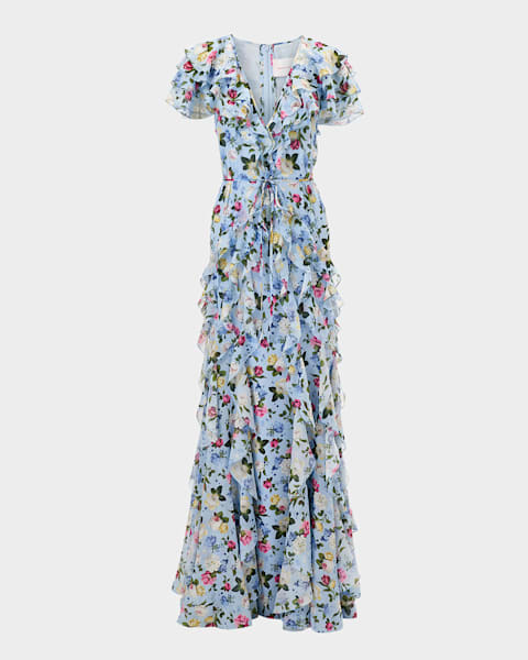carolina herrera floral-embroidered tulle midi dress Carolina Herrera Floral-embroidery Tulle Midi Dress
