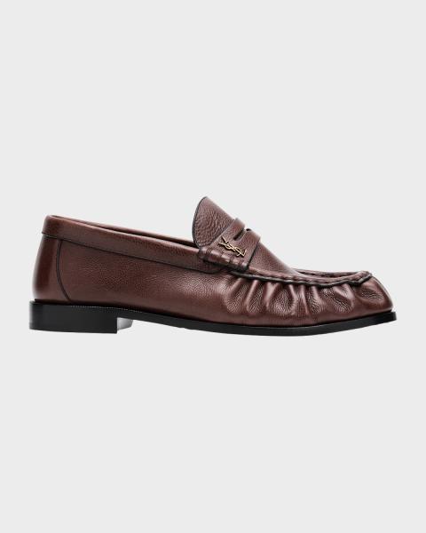 Saint Laurent Le Leather YSL Penny Loafers | Neiman Marcus