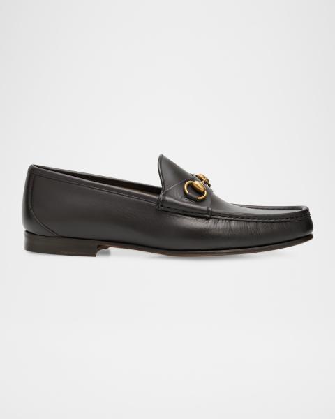 Gucci Men's GG Canvas Bit Loafers | Neiman Marcus