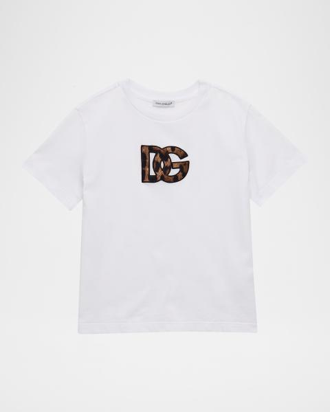 Dolce&Gabbana Girl's Sequined-Logo Short-Sleeve T-Shirt, Size 8-14