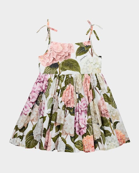 Dolce&Gabbana Girl's Majolica-Print Sleeveless Poplin Dress, Size