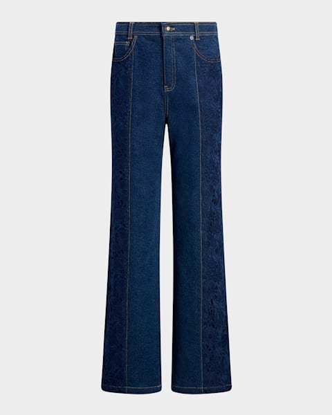 LoveShackFancy Bambie Lace Applique Jeans | Neiman Marcus