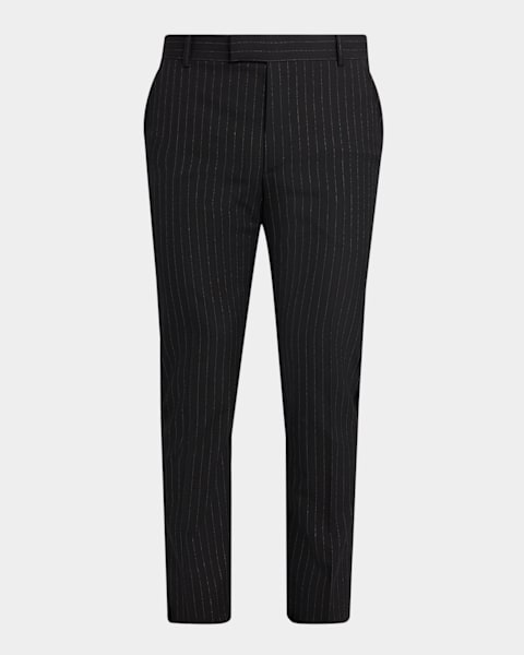 mens black cigarette trousers Mcqueen Men's Wool Cigarette Trousers, Black, Men's, 38R, Pants & Shorts Wool & Dress Pants