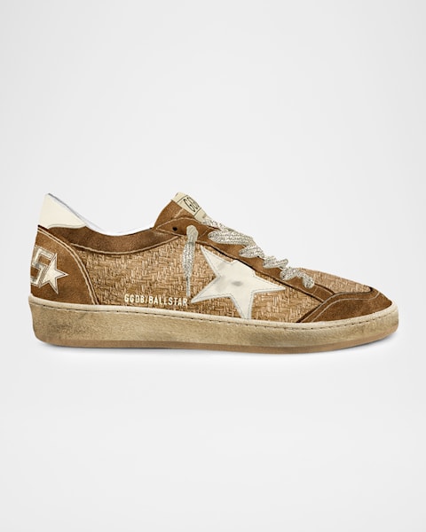 Golden Goose Mid Star Glitter Leopard Wing-Tip Sneakers | Neiman