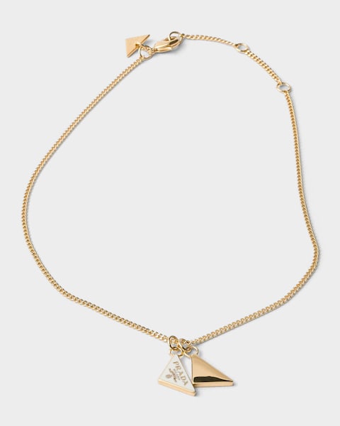 Prada Triangle Brass Station Necklace | Neiman Marcus