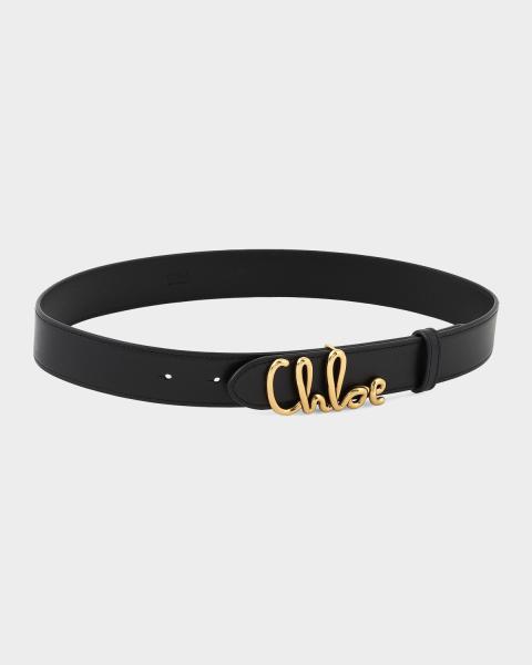 Chloe Iconic Logo Leather Belt | Neiman Marcus display picture 1