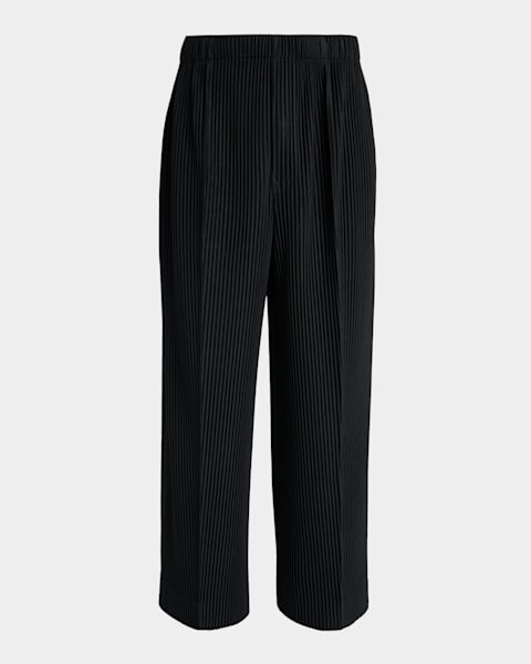 Homme Plisse バルーンパンツ(9分丈、サイズ3、ブラック) Homme Plisse Issey Miyake Men's Pleated Straight Pants | Neiman Marcus