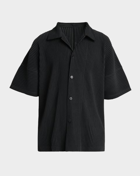 Homme Plisse Issey Miyake Men's Pleated Button-Down Shirt | Neiman