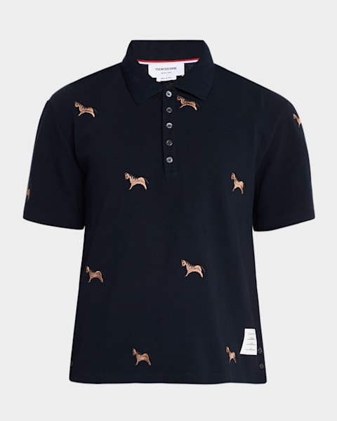 Burberry Men's Cotton Pique Year of the Horse Polo Shirt | Neiman