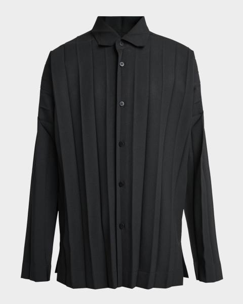 Homme Plisse Issey Miyake Men's Pleated Button-Down Shirt | Neiman