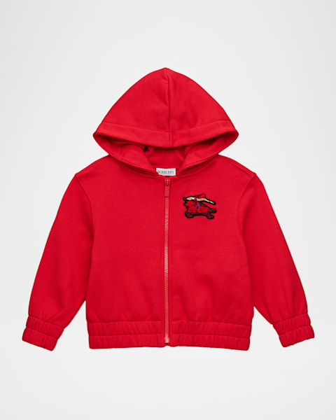 Burberry Boy's Check-Trim Cotton Zip Hoodie, Size 3-14 | Neiman Marcus