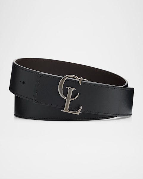 Balenciaga Men's BB-Buckle Leather Belt | Neiman Marcus