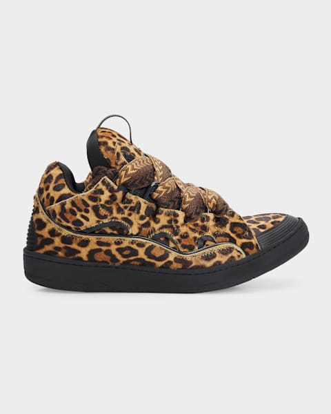 Lanvin Men's Curb Satin Leather Oversized Sneakers | Neiman Marcus