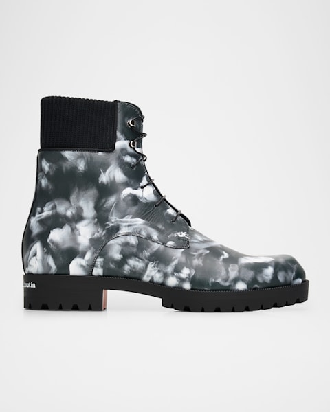 Giorgio Armani Men's Quilted Leather Lace-Up Boots | Neiman Marcus