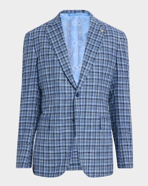 Stefano Ricci Men's Cashmere and Silk Windowpane Plaid Sport Coat