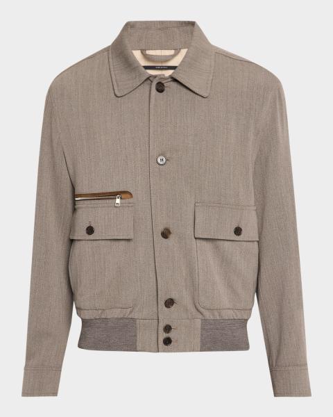 ZEGNA Men's Suede Hidden-Zip Bomber Jacket | Neiman Marcus
