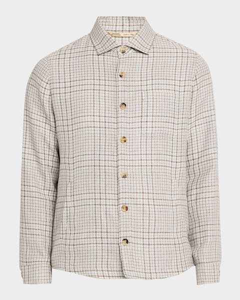 Prada Men's Cotton and Silk Stripe Short-Sleeve Shirt | Neiman Marcus