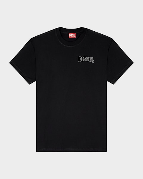 DIESEL ブラック Tシャツ Diesel Men's K-SS-t-lucien-ih Embroidered Oval D Crewneck T-Shirt