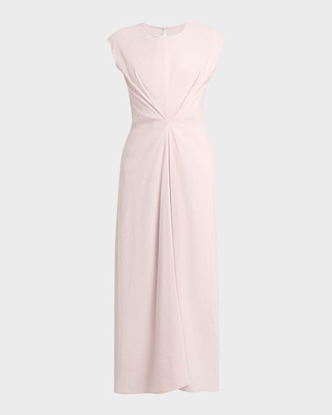 Peserico Sleeveless Chain-Trim Linen Midi Dress | Neiman Marcus