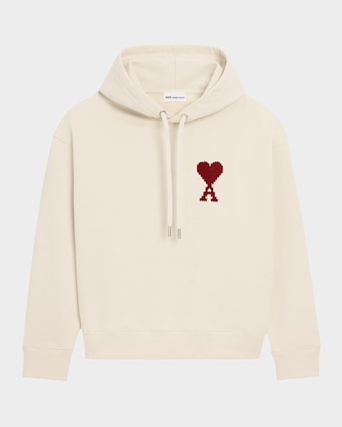Ami Paris Ami De Coeur Embroidered Collared Cardigan | Neiman Marcus