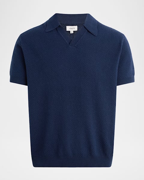 Giorgio Armani Men's Textured Knit Short-Sleeve Quarter-Zip Polo
