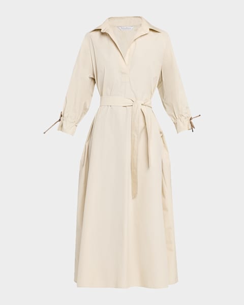 lilah cotton midi dress Brown Drop Waist Lilah Midi Dress