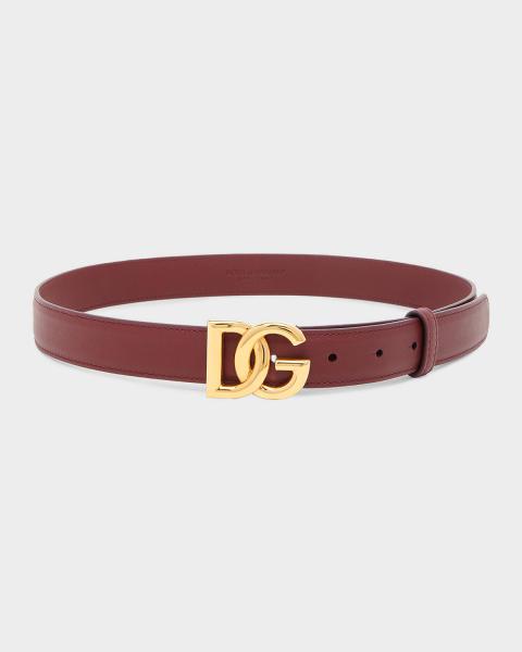 Dolce&Gabbana DG Logo Buckle Leather Belt | Neiman Marcus display picture 2