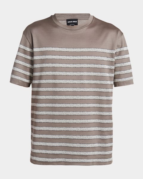 Giorgio Armani Men's Box-Jacquard Viscose Stretch Crewneck T-Shirt