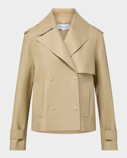 Prada Vintage Leather Double-Breasted Coat | Neiman Marcus