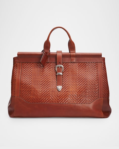 Brunello Cucinelli Men's Country Leather Clasp-Front Duffel Bag