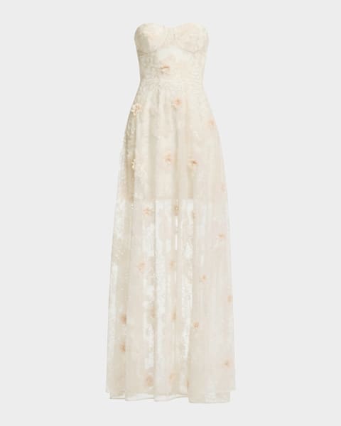SIMKHAI Octavia Strapless Metallic Jacquard Gown | Neiman Marcus