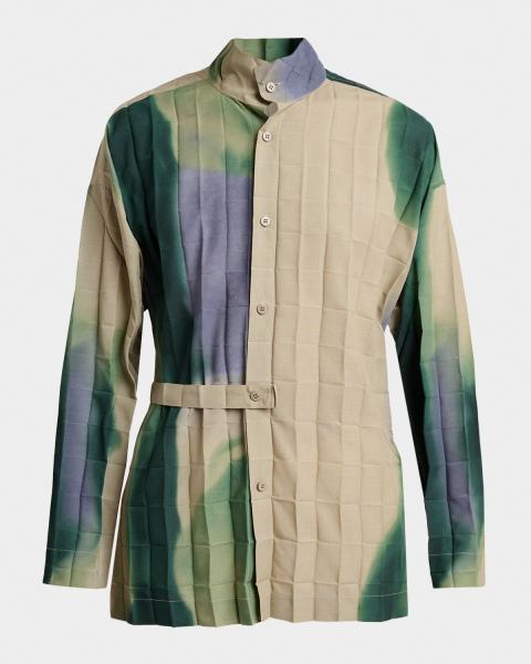 Homme Plisse Issey Miyake Men's Multi-Pocket Pleated Button-Down