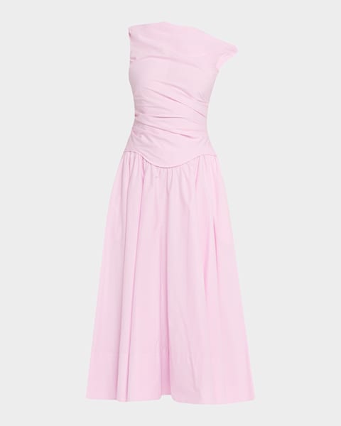 SIMKHAI Maya Pintuck Jacquard Midi Dress | Neiman Marcus
