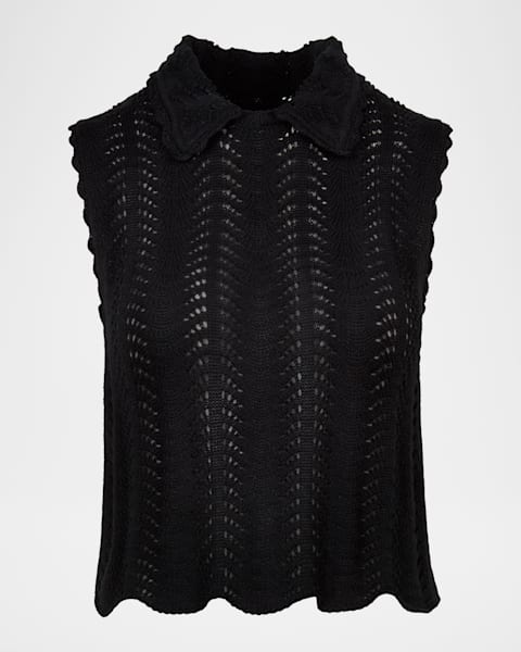 Chloe Crochet Collared Wool Cardigan | Neiman Marcus