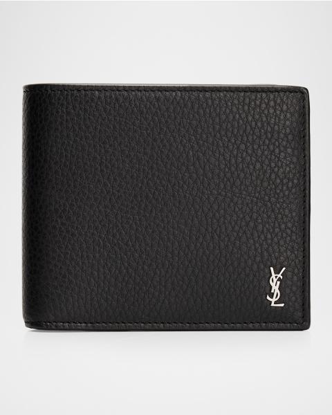 Yves Saint Laurentマネークリップ  ハンバーガー Saint Laurent Men's YSL Zip Card Holder in Grained Leather