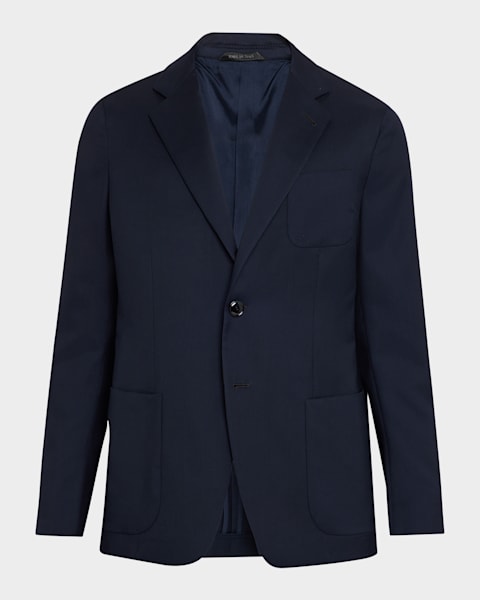 Emporio Armani Men's Suede and Wool-Knit Full-Zip Jacket | Neiman