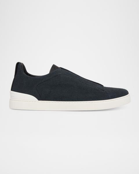 Men's Triple Stitch Deerskin Leather Sneakers | Neiman Marcus