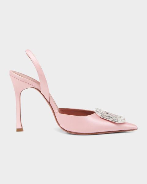 Valentino Garavani 105mm Embellished Snake Leather Mesh Mule Pumps