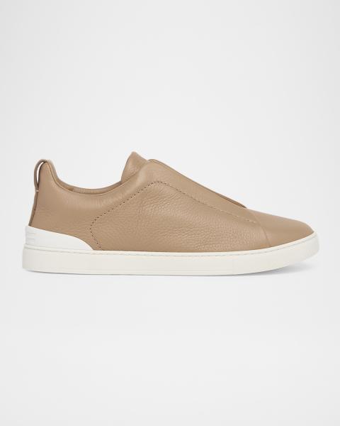 Men's Triple Stitch Deerskin Leather Sneakers | Neiman Marcus