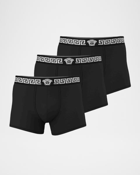 Versace Men's Medusa La Greca 3-Pack Trunk Briefs | Neiman Marcus