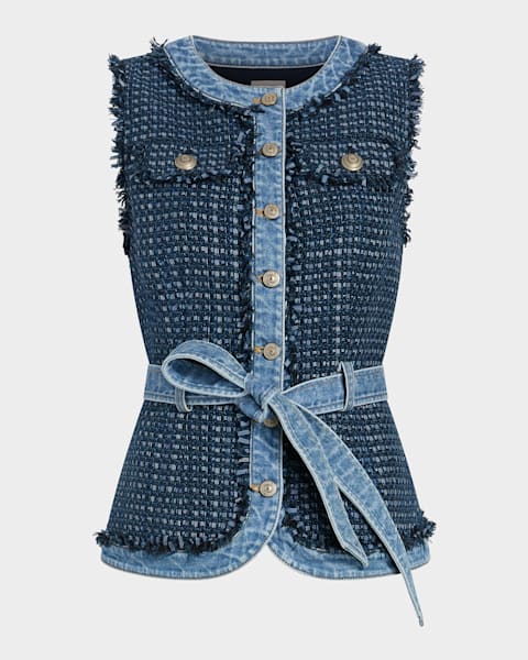 Zadig & Voltaire Gillier Studded Denim Vest | Neiman Marcus