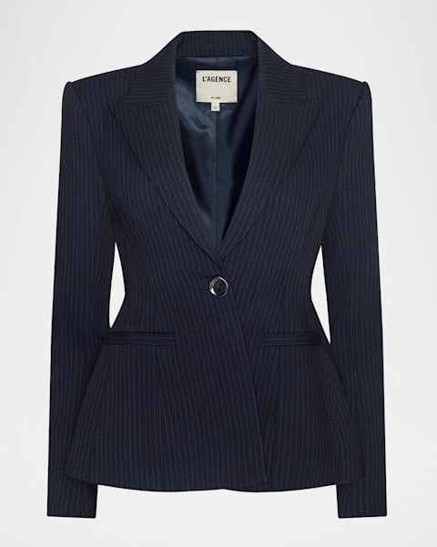 BLAZE Milano Heretique Pinstripe Linen Double-Breasted Blazer