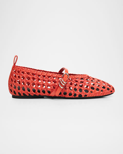 Manolo Blahnik Verallim Croc-Embossed Leather Ballerina Flats