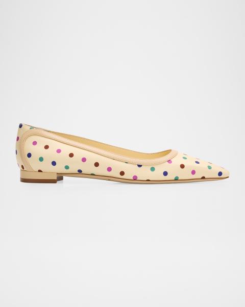 Manolo Blahnik Verallim Croc-Embossed Leather Ballerina Flats