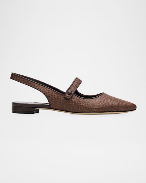 Manolo Blahnik Campari Leather Mary Jane Slingback Flats | Neiman