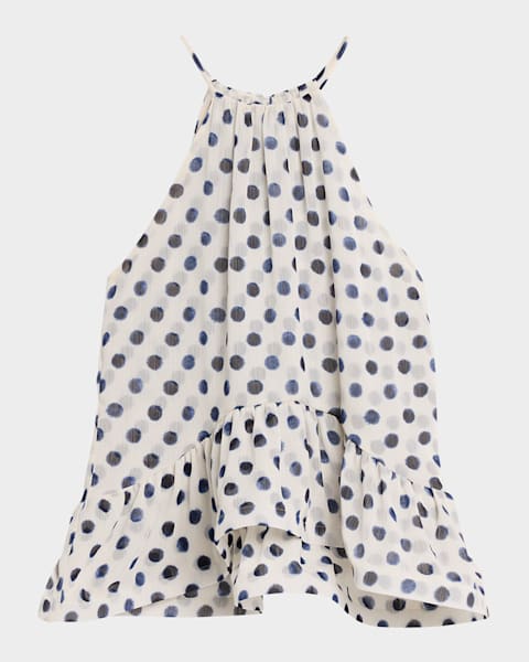 Dries Van Noten Chuchu Polka-Dot Sheer Ruffle Blouse | Neiman Marcus