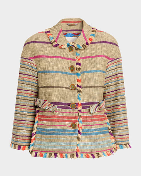 Milly Richele Metallic Tweed Button-Front Jacket | Neiman Marcus