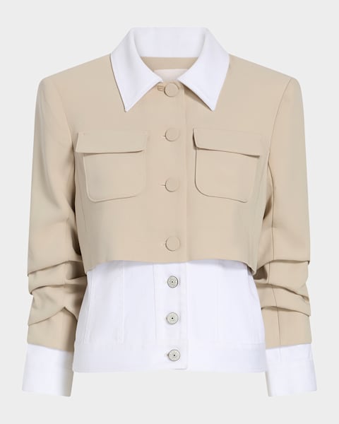 Holly Short-Sleeve Sateen Jacket | Neiman Marcus